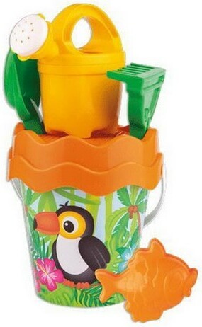 Ensemble de plage chaudière et accessoires toucan, seau, moules, pelle, rateau, arosoire 8000796223357