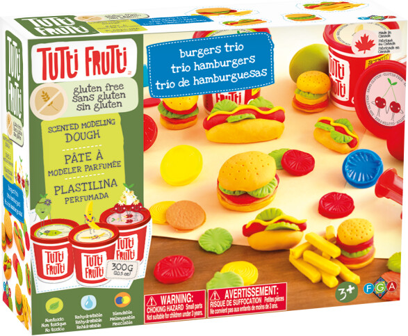 Tutti Frutti Pâte à modeler ensemble trio hamburgers sans gluten (fr/en) 061404177026