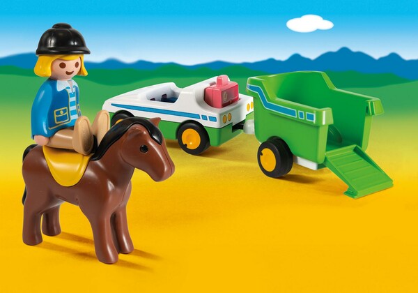 Playmobil Playmobil 70181 1.2.3 Cavalière avec voiture et remorque 4008789701817