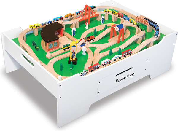 Melissa & Doug Table de jeu multi-activitiés 17.75x33x50" (trains, bricolage, blocs, casse-têtes) Melissa & Doug 2371 000772023719