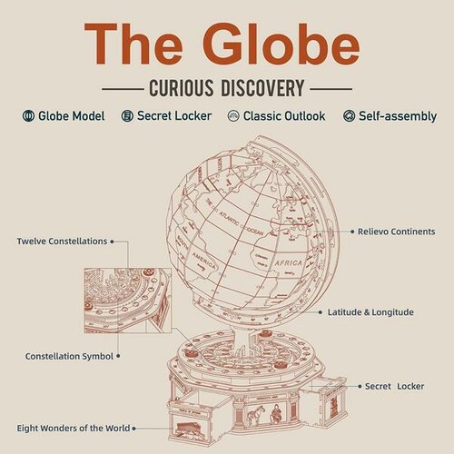 Robotime Construction en bois - The Globe Huge 3D Wooden Model 6946785112634