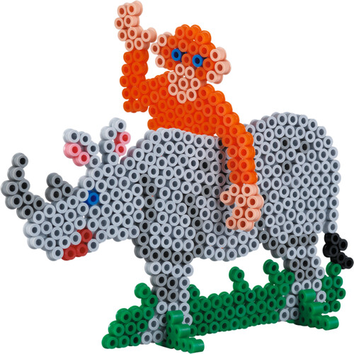 Hama Hama Midi Safari animaux 5000 perles et plaques (girafe, lion, rhinocéros, autruche, singe) 3041 028178030414