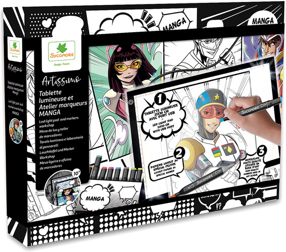 Sycomore Artissimo - xxl tablette lumineuse et atelier marqueurs manga 3517130012492
