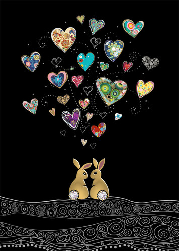 Bug Art Carte fête Jewels lapins en amour sans texte 5033678111490