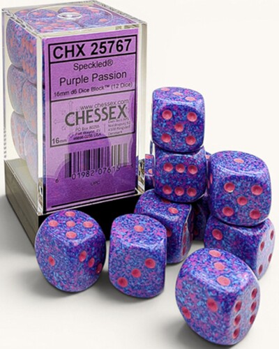 Chessex Dés 12d6 16mm Speckled purple passion 601982076153