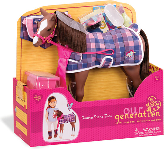 Poupées Our Generation Cheval OG - Poulain Quarter crinière brune 30 cm pour poupée de 46 cm 062243252660