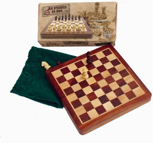 Jeu d'échecs pliant en bois 18cm, roi 31mm 3700183420462