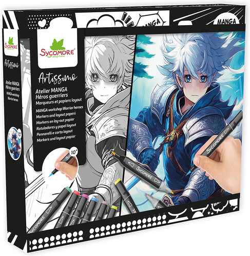 Sycomore Artissimo - 10 tableaux atelier manga et marqueurs - héros guerriers 3517130013352