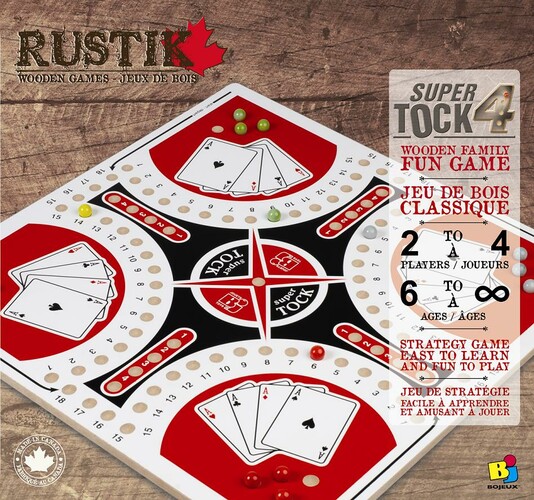 Rustik toc/tock et Parchisi/pachisi jeu 4 joueurs 20 x 20 (fr/en) 061404001178