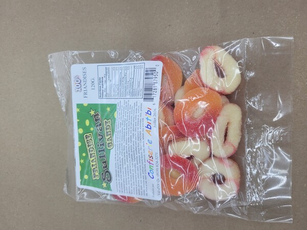 Confiserie abitibi Bonbons Friandise Sullivan Anneau Pêches 