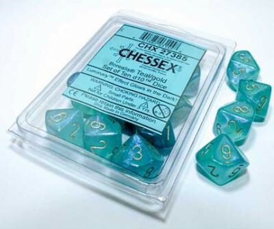 Chessex Dés 10d10 borealis turquoise (10 x d10) 601982024352
