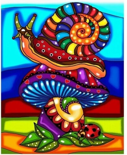 Jacarou Broderie diamant L'escargot arc-en-ciel / rainbow snail 731093611513