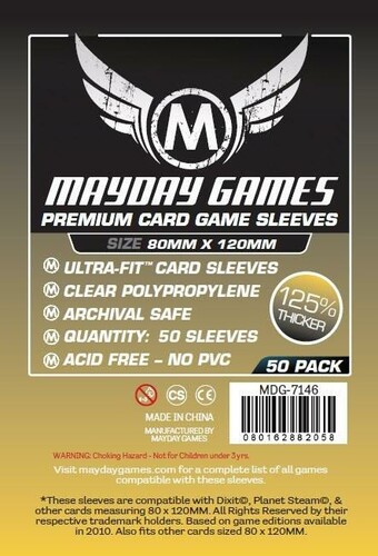 Mayday Games Protecteurs de cartes Dixit premium transparent (clear) 80x120mm de luxe 125% Thicker 50ct 080162882058