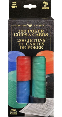 Spin Master Poker chips set: 200 Jetons en Plastique + 1 paquet de cartes 778988432105