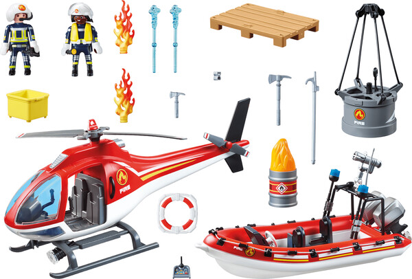 Playmobil Playmobil 70335 Brigade de pompiers avec bateau et helicoptere (janvier 2021) 4008789703354