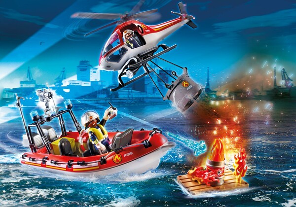 Playmobil Playmobil 70335 Brigade de pompiers avec bateau et helicoptere (janvier 2021) 4008789703354