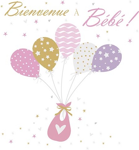 Kiub Carte Bienvenue à bébé (fille) sans texte 3700572734712