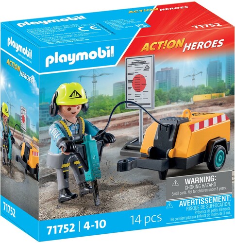 Playmobil Playmobil 71752 Ouvrier avec marteau-piqueur et signalisation 4008789717528