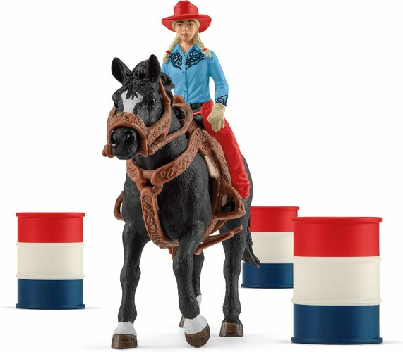 Schleich Schleich 42576 Cowgirl et tonneaux de racing 4059433473734