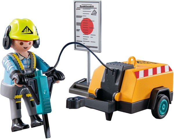 Playmobil Playmobil 71752 Ouvrier avec marteau-piqueur et signalisation 4008789717528
