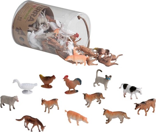 Terra Terra Animaux de la ferme en tube, 60 animaux 2" 062243280496