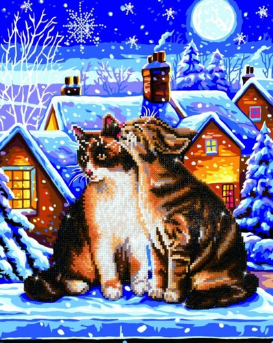 Diamond Dotz Broderie Diamant - Chats et nuit d'hiver (Stars and Whiskers) (Diamond Painting, peinture diamant) 4897073242378