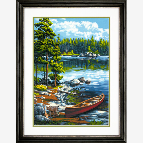 Dimensions PaintWorks Peinture à numéro Canoë au bord du lac 14x20" 91446 088677914462