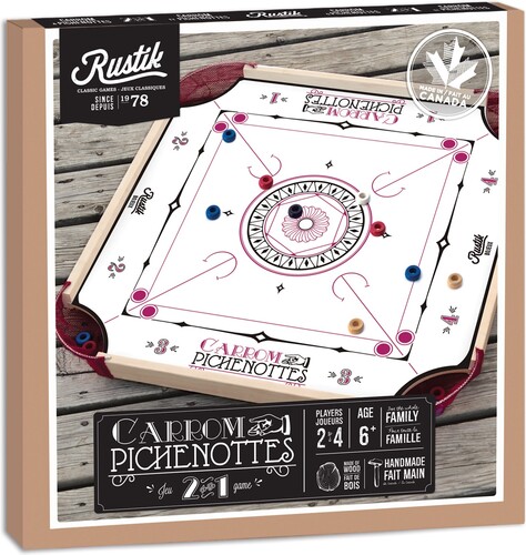 Rustik jeu de Pichenottes / carrom 2 en 1 - blanc (fr/en) 061404001215