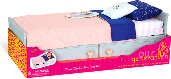 Poupées Our Generation Accessoires OG - "Starry Slumbers Platform Bed" pour poupée de 46 cm 062243428058