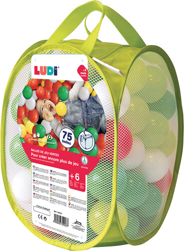 LUDI LUDI - Balles de plastique vertes (75) avec sac refermable, pour piscine à balles 3550833300237