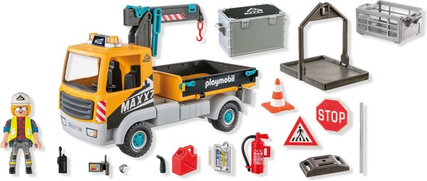 Playmobil Playmobil 71750 Camion de chantier avec grue, ouvrier et accessoires 4008789717504