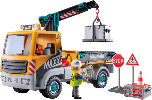 Playmobil Playmobil 71750 Camion de chantier avec grue, ouvrier et accessoires 4008789717504