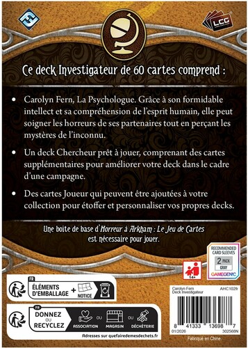 Fantasy Flight Games Horreur à Arkham édition 2026 (fr) Paquet Investigateur - Carolyn Fern 841333136987