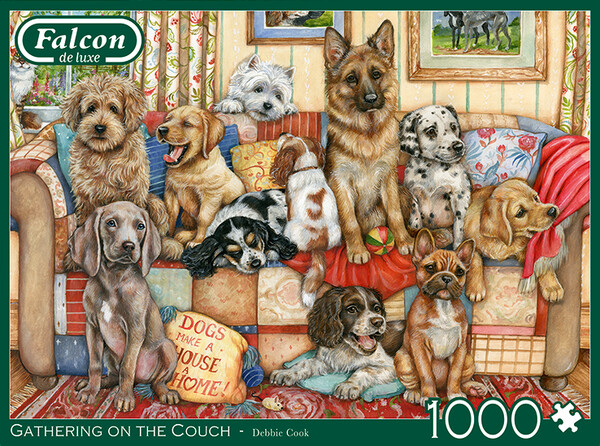 Falcon de luxe Casse-tête 1000 Rassemblement de chiens sur le canapé (Gathering on the Couch) 8710126112939