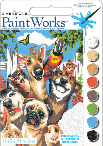 Dimensions PaintWorks Peinture à numéro Animaux de compagnie égoportrait 9x12" 91679 088677916794
