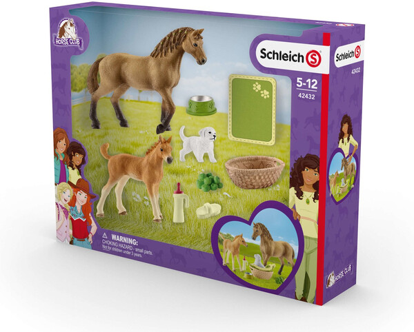 Schleich Schleich 42432 Les soins pour bébé animaux d'Horse Club Sarah avec jument Quarter Horse, poulain et chien 4059433572772