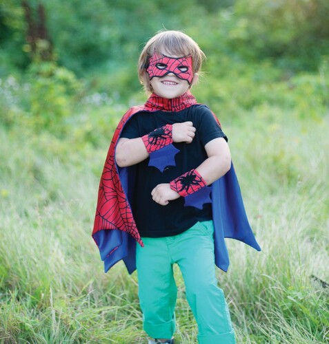 Creative Education Costume cape araignée rouge avec masque et bracelets, grandeur 5-6 771877532726