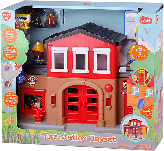 Playgo Toys Happy Collection Caserne de pompier 191162098445