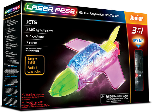 Laser Pegs - briques illuminées Laser Pegs junior avion jet 3 en 1 (briques illuminées) 810690020345