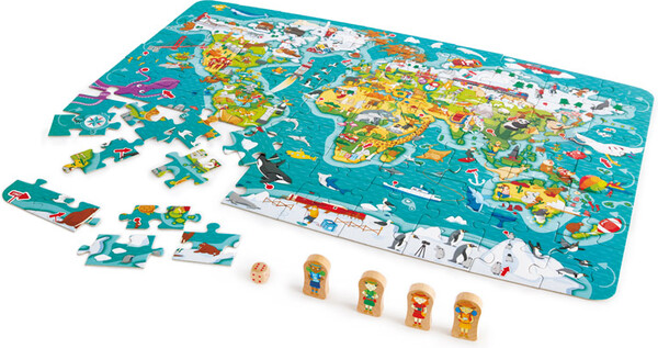 Hape Casse-tête 2-in-1 world tour puzzle & game 6943478024007