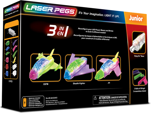 Laser Pegs - briques illuminées Laser Pegs junior avion jet 3 en 1 (briques illuminées) 810690020345
