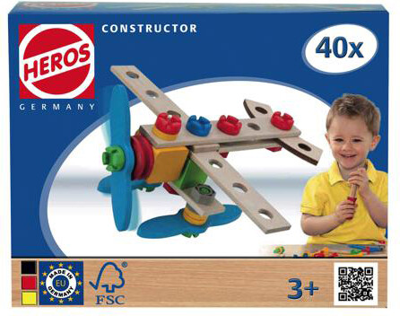 HEROS HEROS Constructor Avion, 40 pièces en bois 4051902390139
