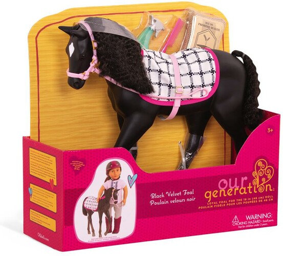 Poupées Our Generation Cheval OG - Poulain Black Velvet 30 cm pour poupée de 46 cm 062243353183