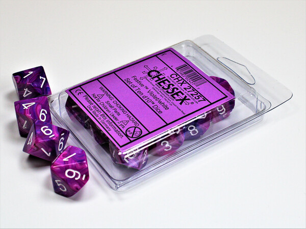 Chessex Dés 10d10 festive violet avec chiffres blancs (10 x d10) 601982024277