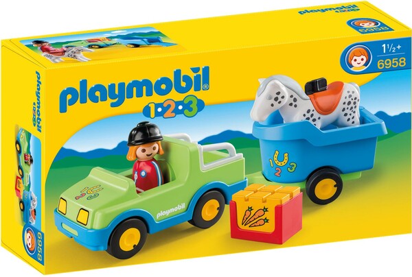 Playmobil Playmobil 6958 1.2.3 Véhicule avec remorque et cheval (mars 2016) 4008789069580