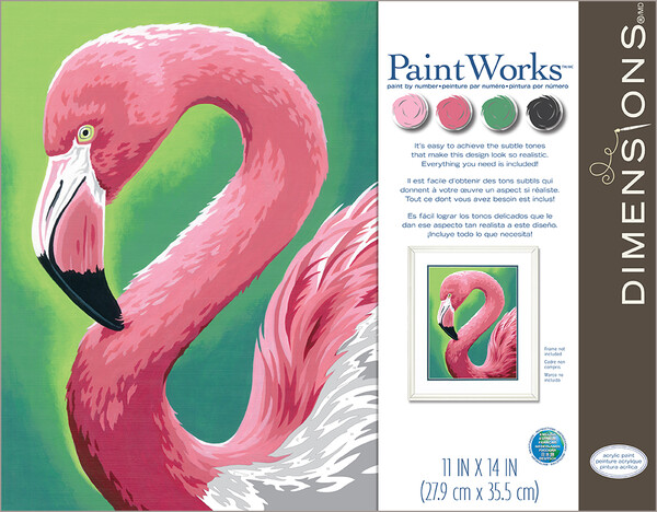 Dimensions PaintWorks Peinture à numéro Flamant rose 11x14" 91677 088677916770