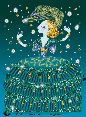 Djeco Tableau à pailleter Robes à paillettes (fr/en) 3070900095007