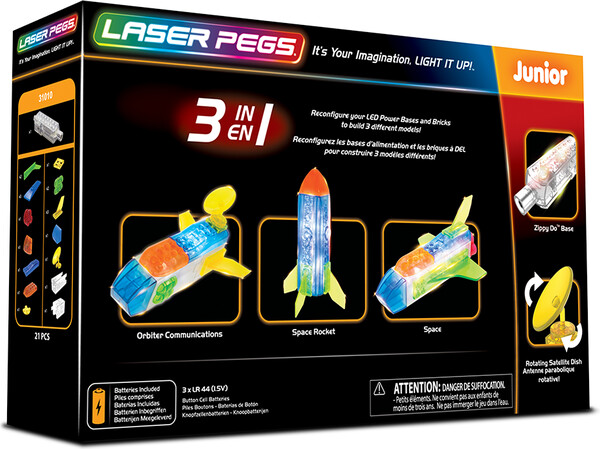 Laser Pegs - briques illuminées Laser Pegs junior espace 3 en 1 (briques illuminées) 810690020307