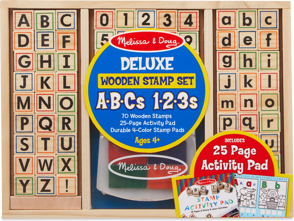 Melissa & Doug Étampes alphabet (lettres) et chiffres (ABC 123) en bois et livret d'activités en anglais Melissa & Doug 30118 000772401180