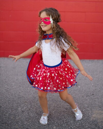 Creative Education Costume super-héros tutu, cape et masque rouge et bleu, grandeur 4-7 771877676758